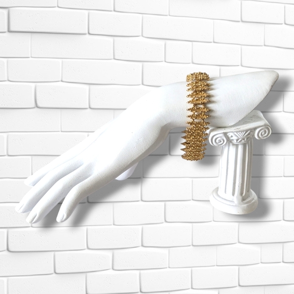 Vintage Mid Century Modernist Brutalist Gold Tone Avon Bracelet - Picture 4 of 8